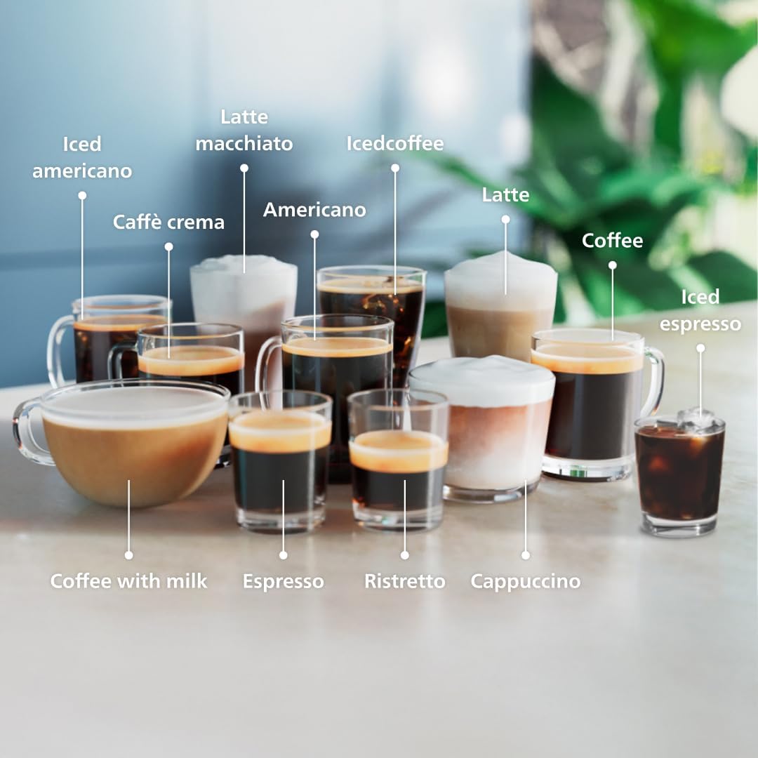 Philips Serie 4400 Máquina de café expreso totalmente automática, 12 cafés calientes y helados, sistema de leche LatteGo rápido de limpiar, SilentBrew, QuickStart, molinillo de cerámica, cromo negro