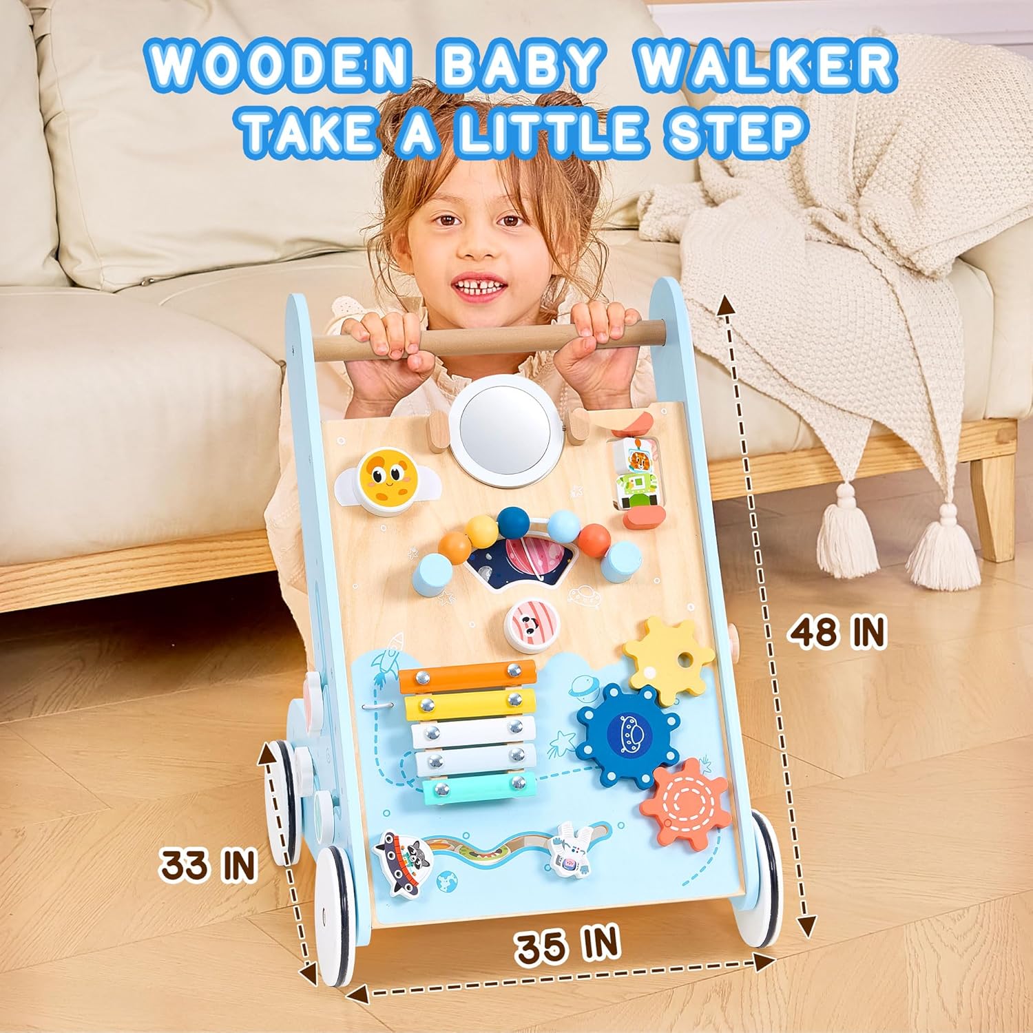 50% off  Wooden Baby Walker Push 