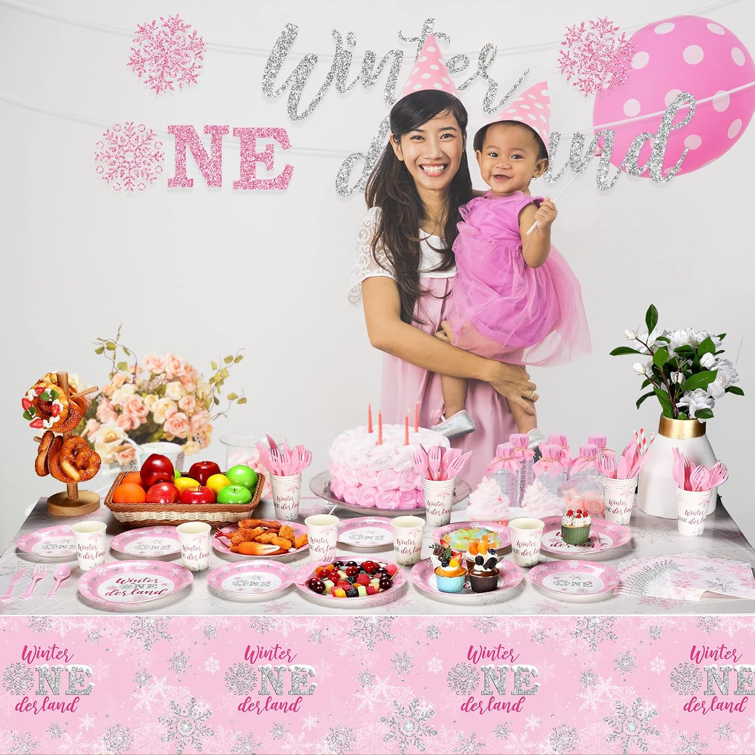 50% off   Tiamon 172 Pcs Winter Onederland Party Supply,
