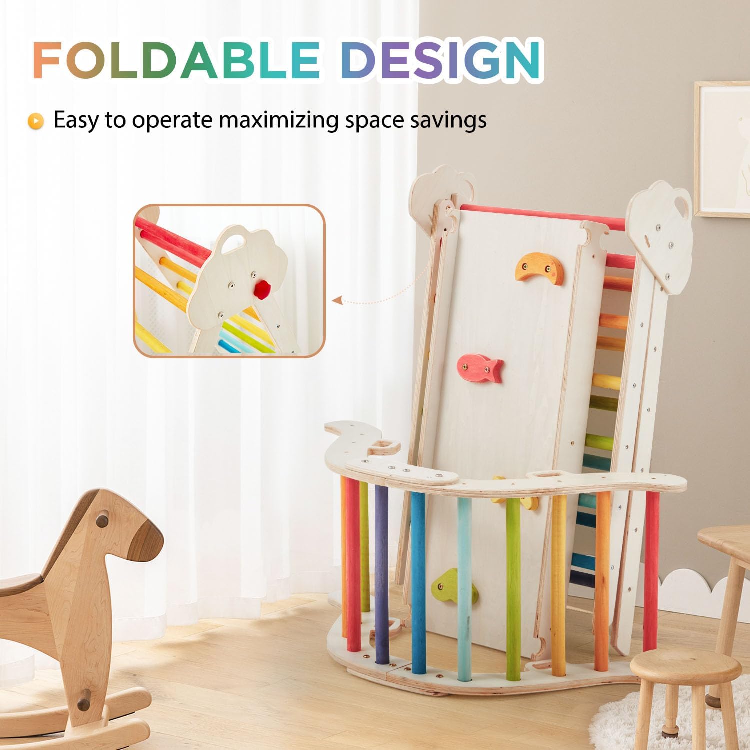 50% off Wooden Pikler Triangle Climbing Set with Arch, Ramp & Ladder, Large