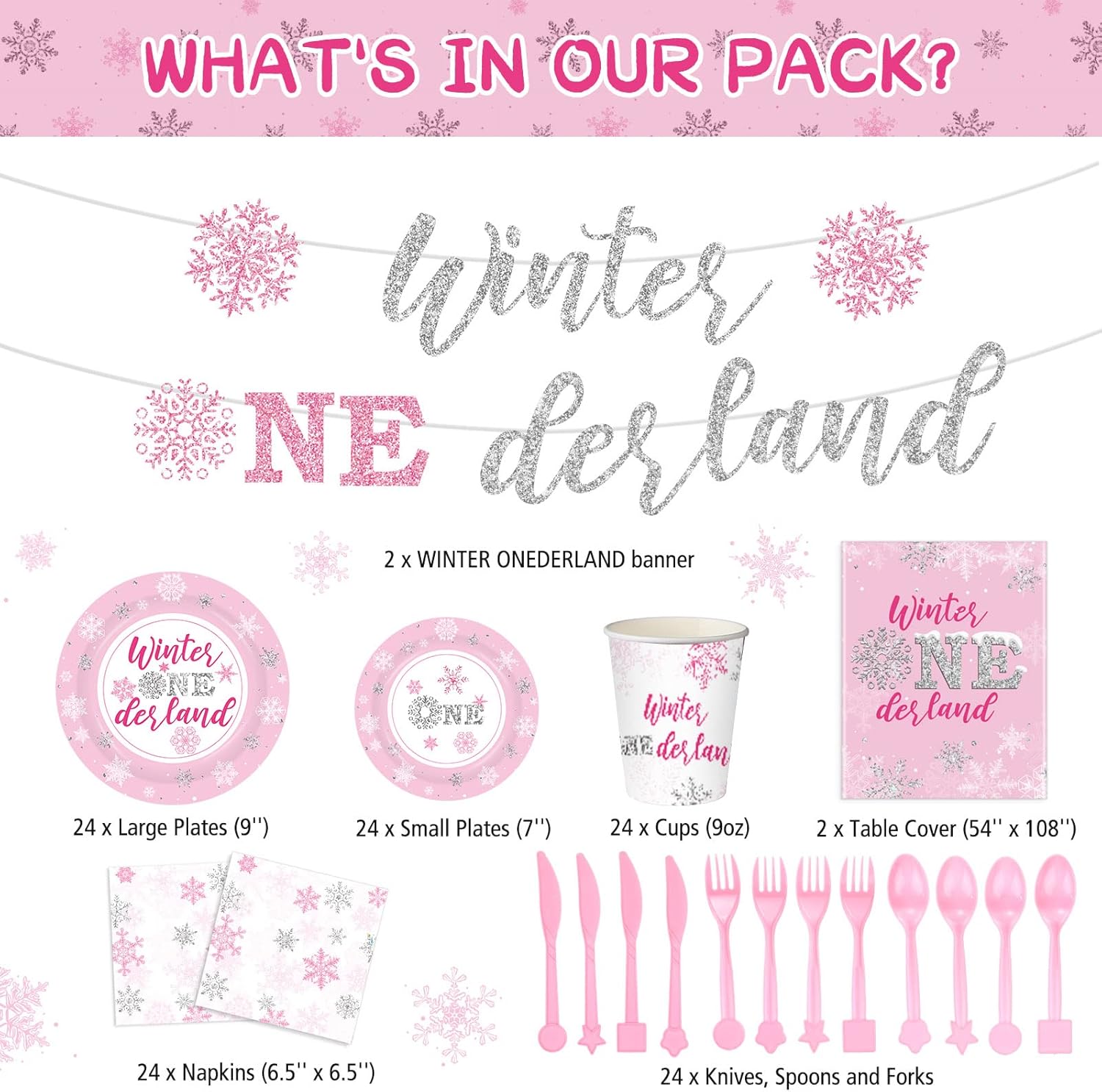 50% off   Tiamon 172 Pcs Winter Onederland Party Supply,