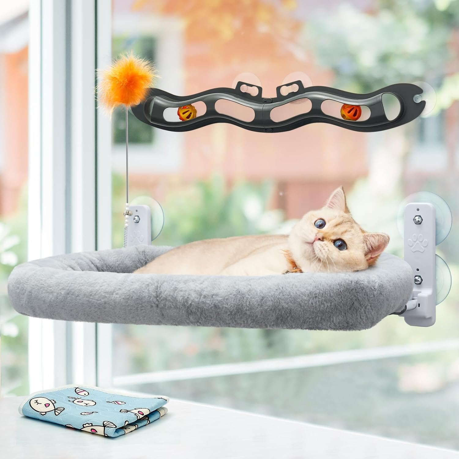 50% off Odoland Cat Window Perch Hammock with Adsorption Tunnel Balls Toy