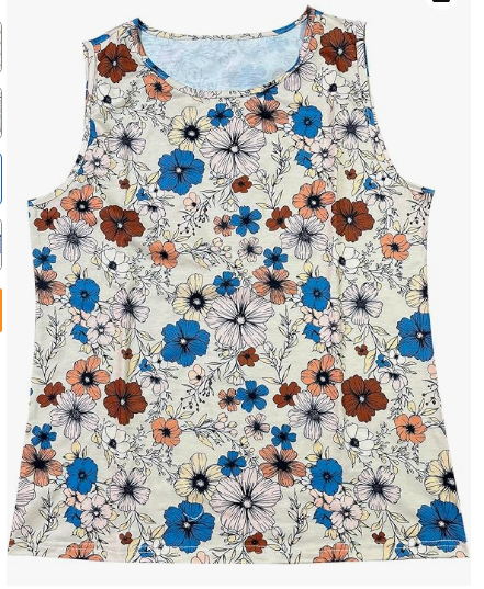 50% off Women's Vintage Graphic Floral Print Crewneck Tank Tops