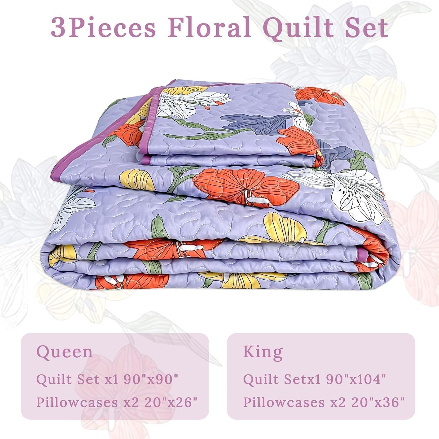 Floral Quilt Set King & Queen Size