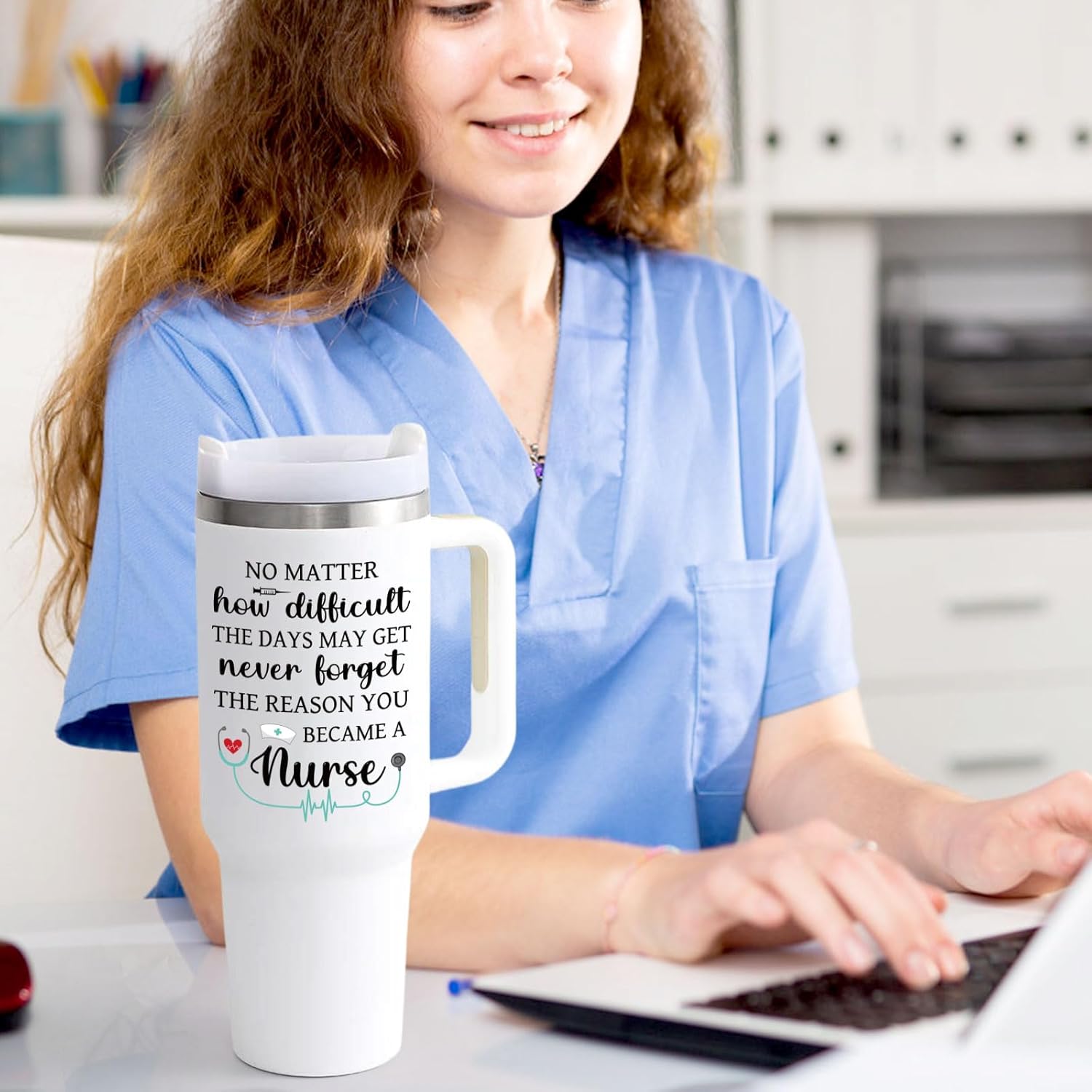 40oz Nurse Tumbler with Key Chain 