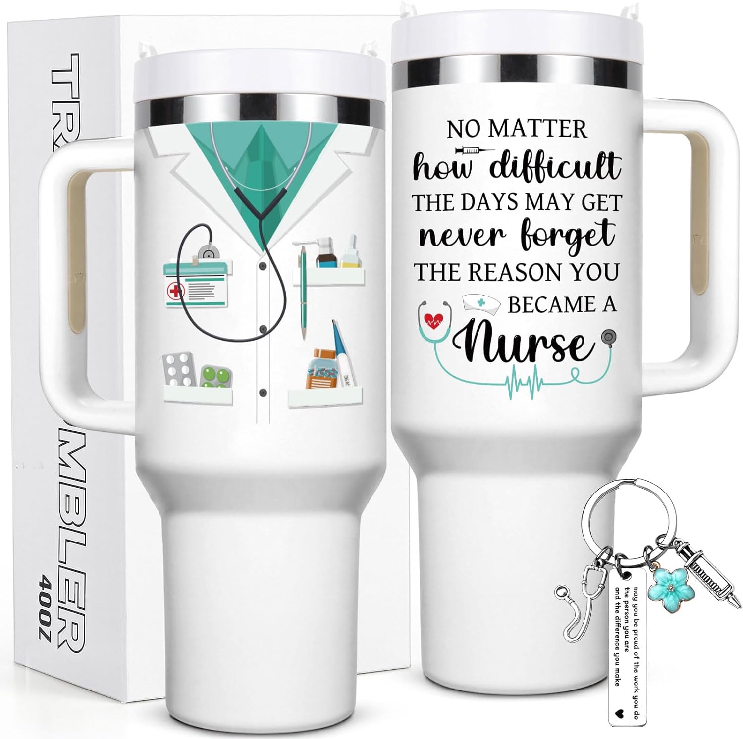 40oz Nurse Tumbler with Key Chain 