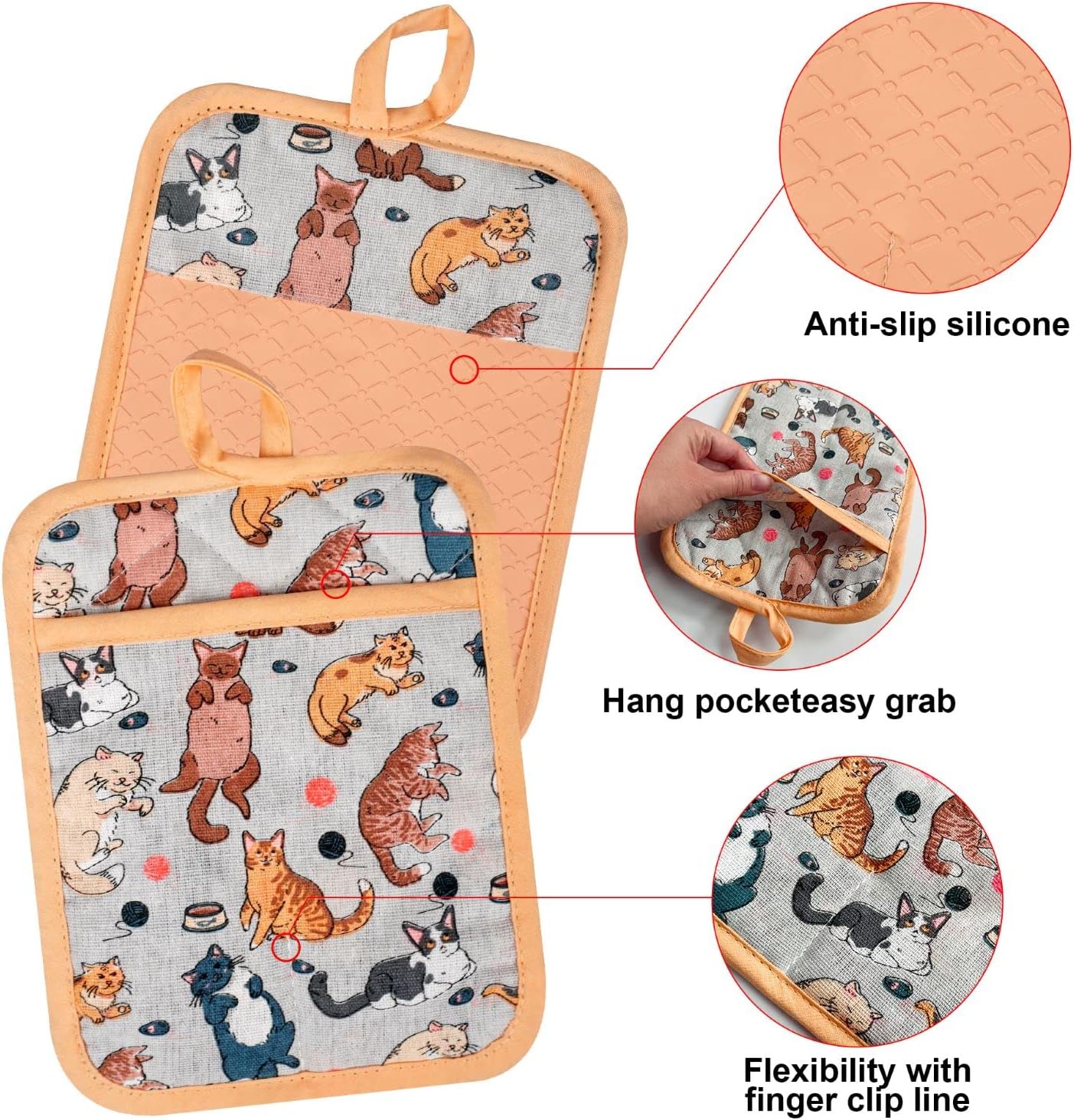 Oven Mitts and Pot Holders with Chef Apron Set of 5