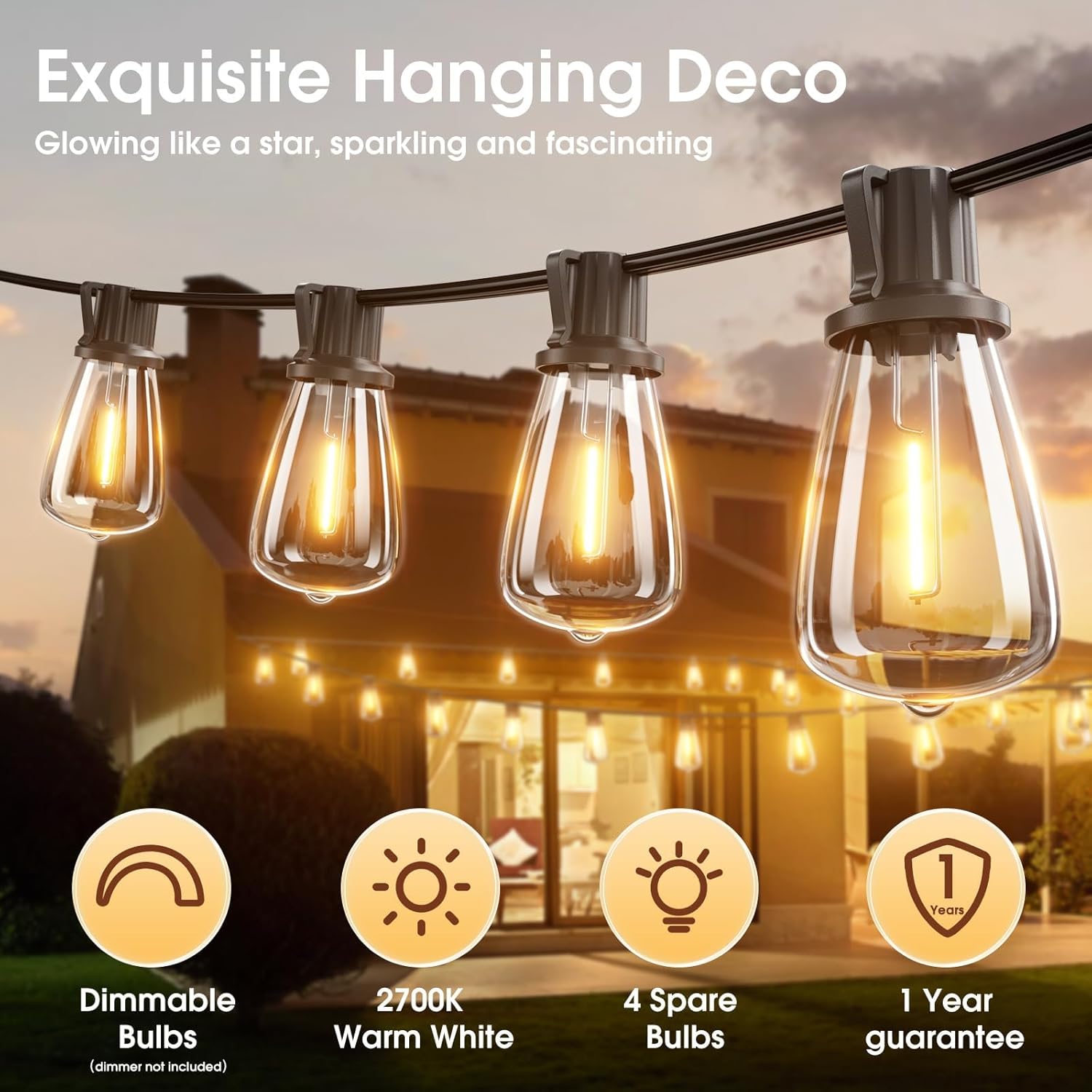 Outdoor String Lights Waterproof LED