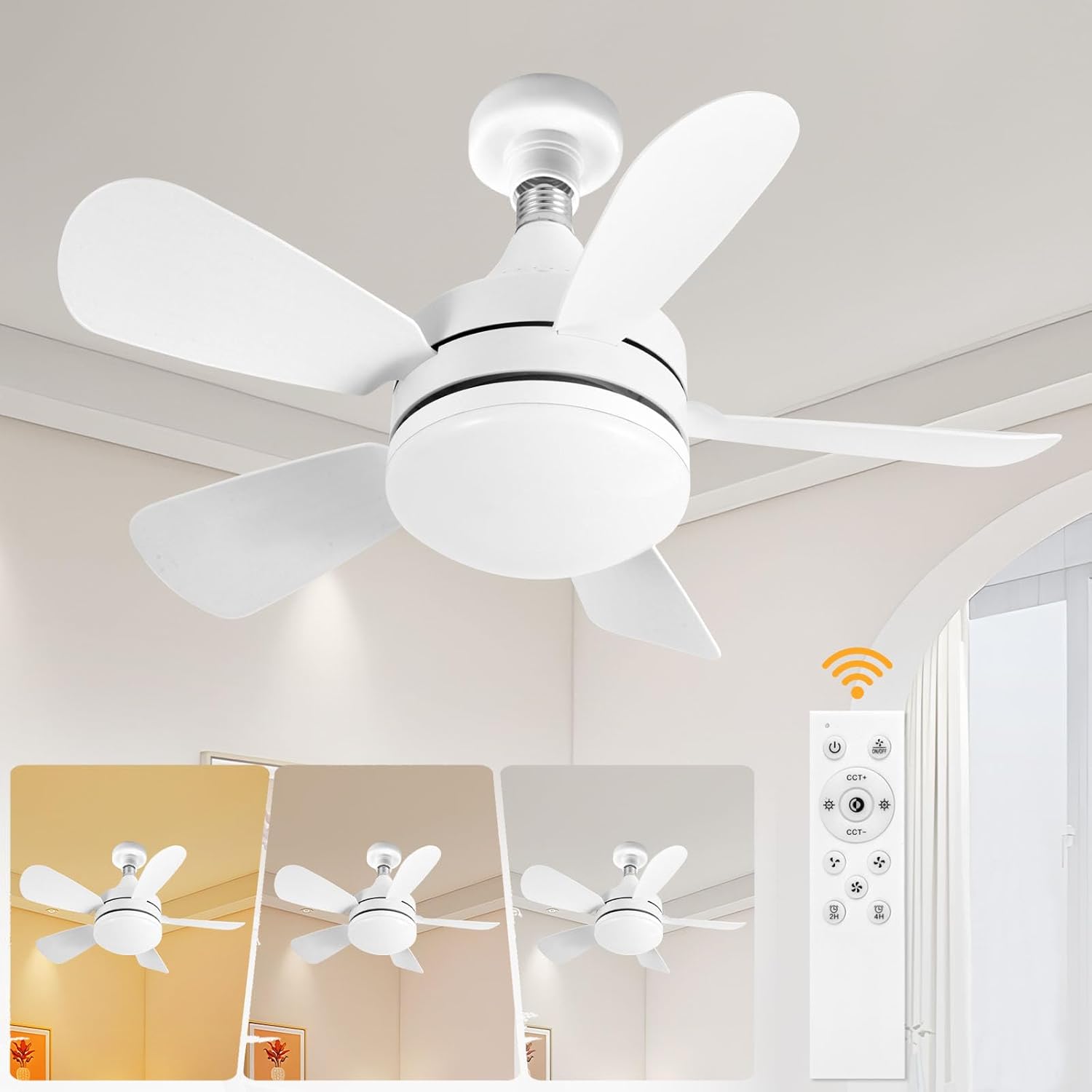 Socket Ceiling Fan with Lights and Remote